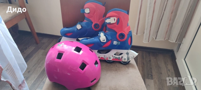 Детски Фитнес Ролери Play 3, Червено OXELO с Каска 34-36 номер