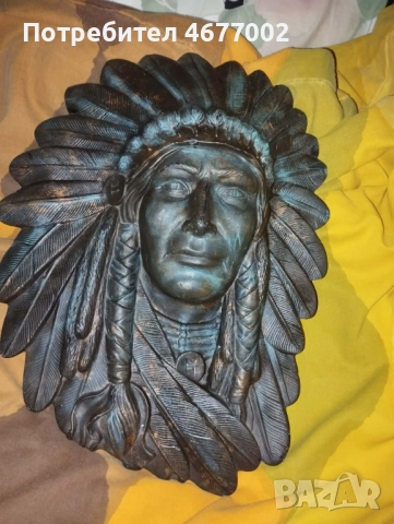 Красива статуетка на индианец, снимка 4 - Антикварни и старинни предмети - 52816370