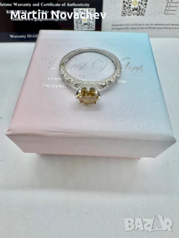 Сребърен пръстен с мойсанит (Диамант) 1 карат, снимка 8 - Пръстени - 54118112