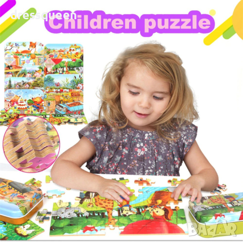 36050 Детски пъзел състоящ се от 60 части събран в малка метална кутийка, снимка 18 - Игри и пъзели - 44611943