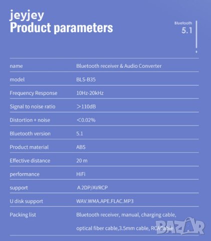 Bluetooth цифров към аналогов аудио конвертор с оптичен вход, снимка 3 - Друга електроника - 40734473