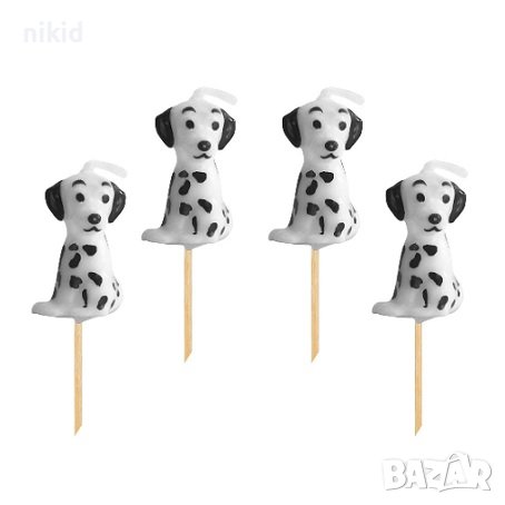 4 бр кучета далматинци куче Далматинец свещи за торта Рожден ден детско парти свещ