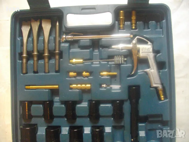 33 ЧАСТИ НОВ НЕПЪЛЕН КОМПЛЕКТ ПНЕВМАТИЧНИ ИНСТРУМЕНТИ MAUK GERMANY  КЪРТАЧ/ОБДУХВАЧ/ШИЛА/ТОРСОВЕ/, снимка 7 - Други инструменти - 50181798