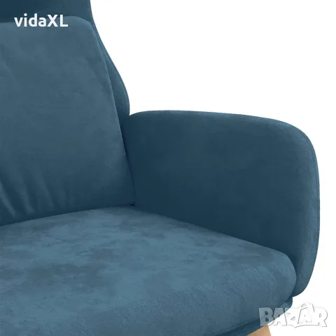 vidaXL Релакс стол, син, кадифе, снимка 6 - Дивани и мека мебел - 56147150