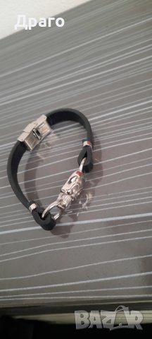 Кожена гривна с череп, снимка 2 - Гривни - 31862453