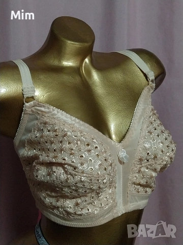 110 С Сутиен в цвят телесен с бродерия без банели , снимка 2 - Бельо - 52844281