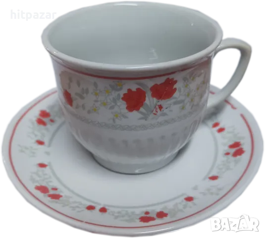 Порцеланов сервиз за чай в червено