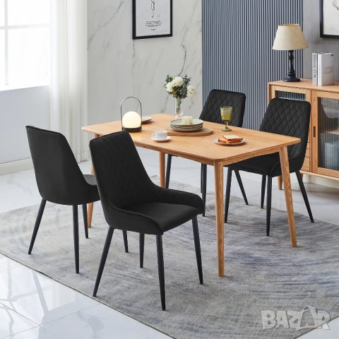 Трапезни столове с дамаска от кадифе, к-кт от 2 бр. C-U-DC-B0348GY, снимка 7 - Столове - 42394692