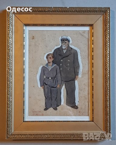 Картина,гваш на худ.Асен Попов,портрет на варненския актьор Идеал Петров