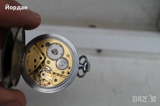 Джобен часовник ''Омега'' порцеланов циферблат 48 мм, снимка 9 - Колекции - 39376467