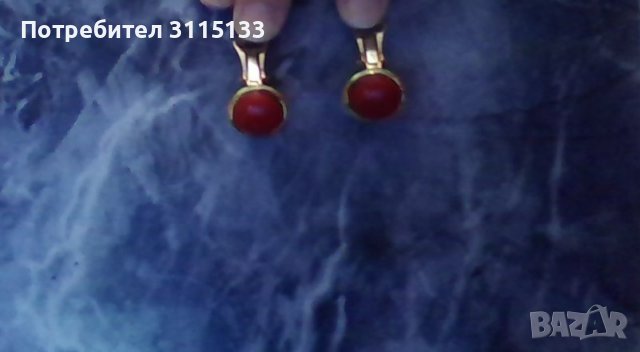 Кръгли обеци с клипс ,червени , снимка 4 - Обеци - 37850359