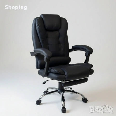 Ергономичен въртящ се офис стол с масаж и поставка за крака, снимка 5 - Столове - 53270046