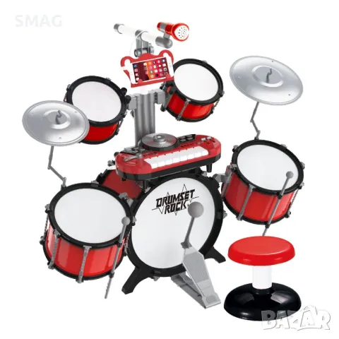 Гигантски комплект с барабани, музикално пиано и табуретка S_1231721