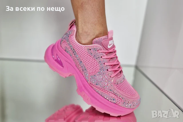 Nike Дамски Розови Маратонки С Кристали👟Дамски Спортни Обувки В Розов Цвят С Камъни Найк Код P686, снимка 2 - Маратонки - 50580184