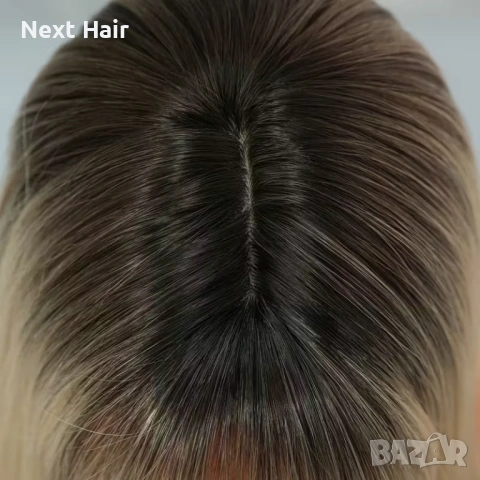 85 см перука на пластове - руса с кафяви фини кичури и тъмни корени, снимка 6 - Аксесоари за коса - 53899055