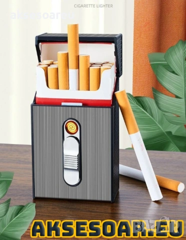 Нова табакера кутия за 20 цигари с водоустойчива и влагоустойчива електронна запалка от волфрамова, снимка 15 - Табакери - 53122423