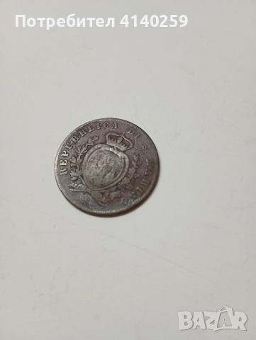 САН МАРИНО МОНЕТА 5 ЧЕНТЕЗИМИ 1869 Г , снимка 2 - Нумизматика и бонистика - 52509112