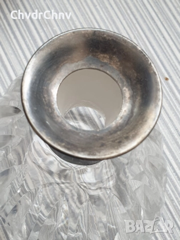 сребро 835/WTB Германия 19ти век/стара немска кристална гарафа 25см/шише с тапа, снимка 5 - Прибори за хранене, готвене и сервиране - 51467306