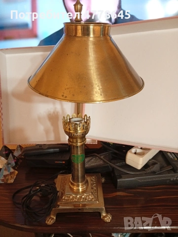 ретро месингова лампа , снимка 4 - Настолни лампи - 54215075