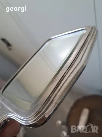 винтидж посребрен комплект Фасетирано огледало с две четки  5/2, снимка 6 - Антикварни и старинни предмети - 49081843