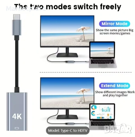 USB-C към HDMI 2.0 адаптер, снимка 3 - Кабели и адаптери - 54049911