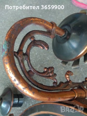 Полилей ,6-ца,от 80-те, с медни орнаменти, снимка 6 - Антикварни и старинни предмети - 42485052