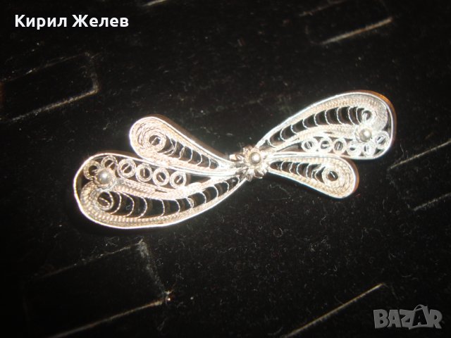 СТАРИННА ФИЛИГРАН СРЕБЪРНА БРОШКА ВИСОКА 950 ПРОБА СРЕБРО с ГРАНУЛАЦИЯ 3633, снимка 5 - Антикварни и старинни предмети - 30330411