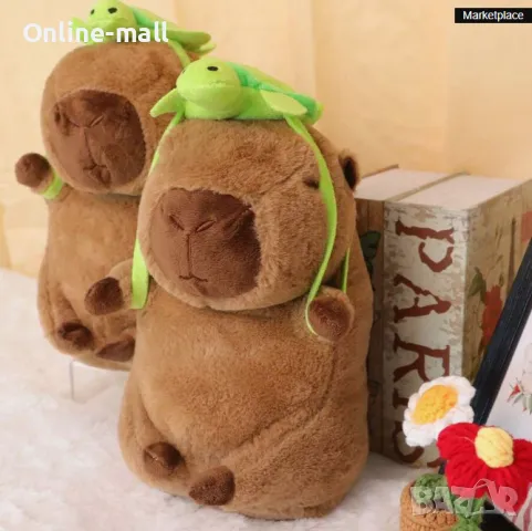Плюшена играчка Капибара с Раница Костенурка или Плюшена Капибара с дрехи, снимка 4 - Плюшени играчки - 48253966