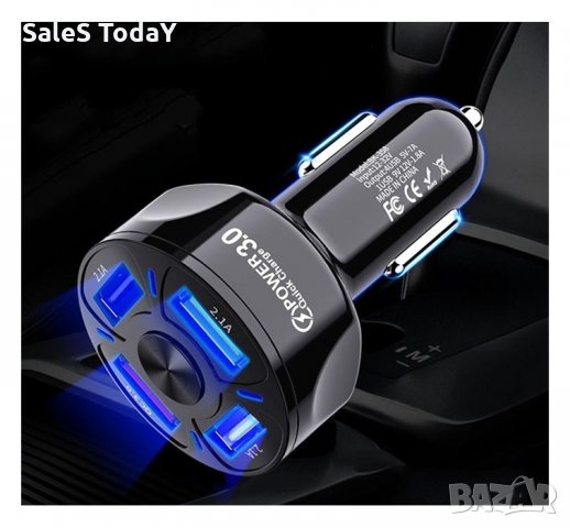 Зарядно за кола, USB, 12V/ 24V, 4 порта Quick Charge 3, снимка 3 - Аксесоари и консумативи - 34523471