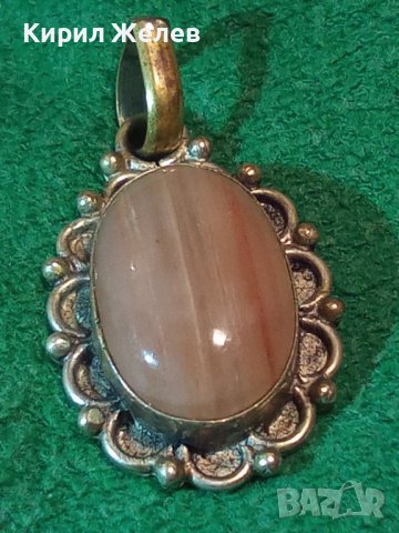 БРОНЗОВ СТАРИНЕН РЕТРО АРТ ПЕНДАНТ с ИВИЧЕСТ ШЛИФОВАН НЕФРИТ АРТ ДЕКО СТИЛ 21084, снимка 4 - Антикварни и старинни предмети - 32659653