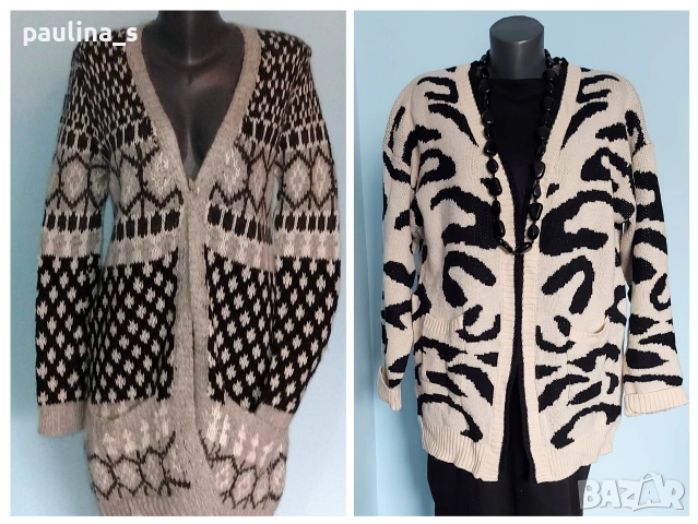 Два броя / Жилетка с джобове "Zara" - вълна и мохер / голям размер