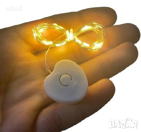 сърце 1,5 метър LED лед светещ кабел с лампички водоустойчив за украса декорация осветление 3 режима