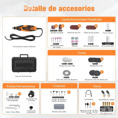 Мултифункционален инструмент Vastar, въртящ се инструмент, 6-скоростна настройка, 8 000-35 000 RPM, , снимка 8 - Куфари с инструменти - 48848889