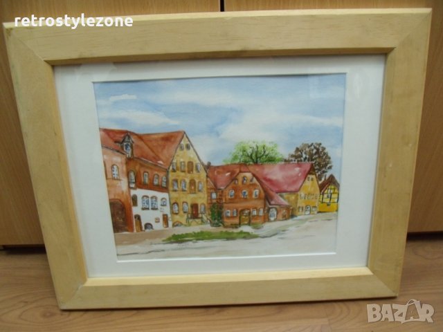 № 5827 стара картина с рамка   - акварел - картон, снимка 2 - Антикварни и старинни предмети - 35064503