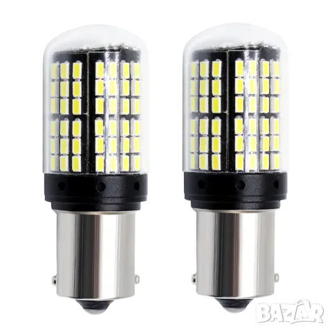 LED крушки 1156 BA15S P21W бели 12-24V 2 броя, снимка 2 - Аксесоари и консумативи - 55864932