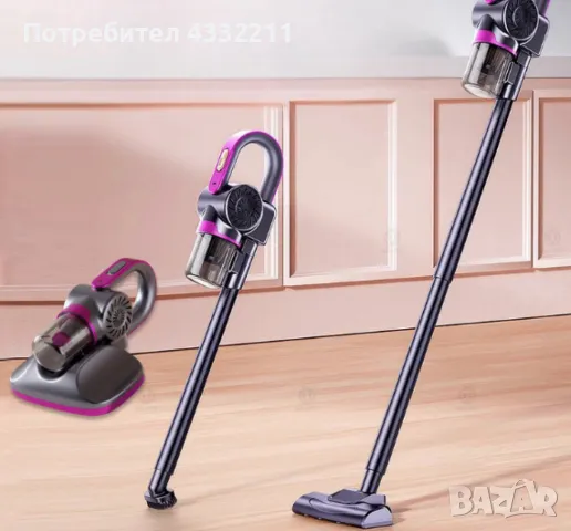 Безжична преносима прахосмукачка с голямо засмукване за отстраняване на ултравиолетови акари 3 в 1 .