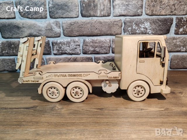 Дървен модел на камион за пътна помощ – Craft Camp, снимка 13 - Коли, камиони, мотори, писти - 52736506
