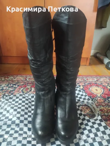 Дамски черни ботуши естествена кожа 38 номер