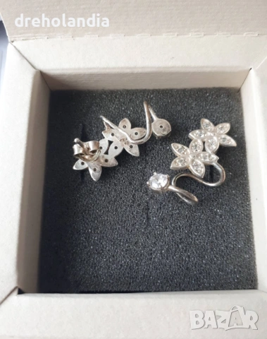 Сребърни обеци с циркони, снимка 3 - Обеци - 54292064