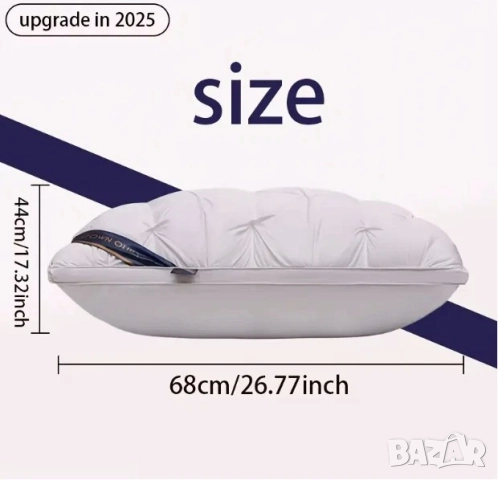 Възглавница от 100% полиестерен микрофибър модел Hotel Hilton, Размери около 70 х 40 см, Ергономична, снимка 5 - Възглавници - 51477558