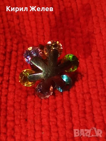 ПРЕКРАСНА СКЪПОЦЕННА СРЕБЪРНА ОБЕЦА СНЕЖИНКА СРЕБРО 925 с РАЗНОЦВЕТНИ ФАСЕТИРАНИ КАМЪНИ 27256