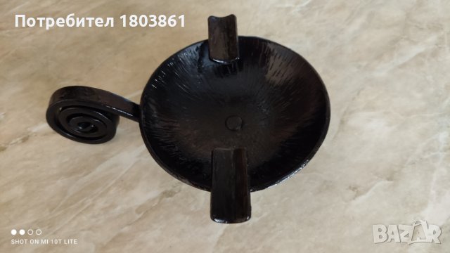 Vintage пепелник от ковано желязо реновиран 11 см, снимка 1 - Антикварни и старинни предмети - 37819478