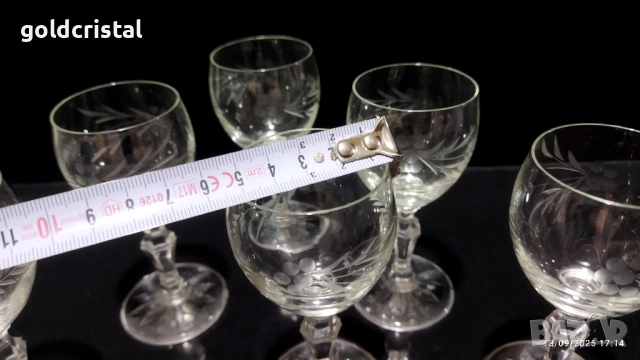 ретро кристални чаши гравирани , снимка 4 - Антикварни и старинни предмети - 36173688