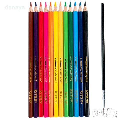 6020 Цветни акварелни моливи Kite Classic, 12 цвята с четка, снимка 2 - Ученически пособия, канцеларски материали - 51078144