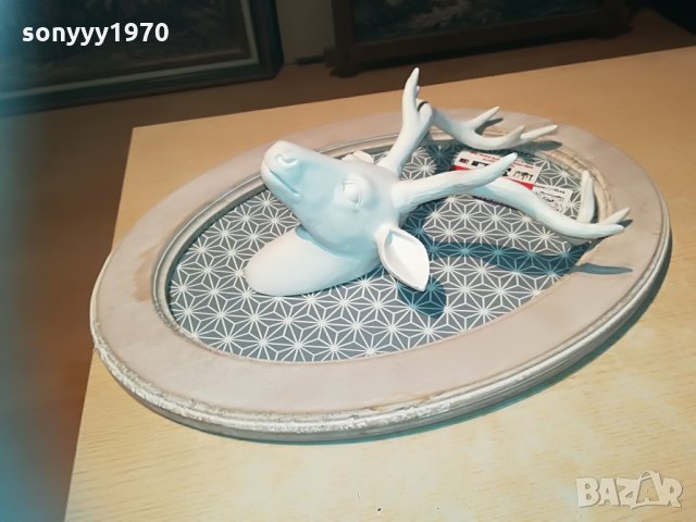 елен с рога в рамка-made in france-55х40х15см, снимка 2 - Колекции - 29842405