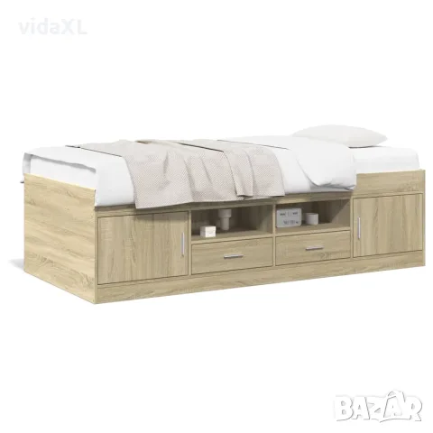 vidaXL Дневно легло с чекмеджета, без матрак, сонома дъб, 100x200 см