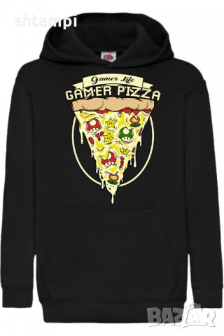 Детски Суитчър/Суитшърт Super mario Gamer Pizza,Super Mario,Игра,Подарък,Изненада,Забавление,Рожден 