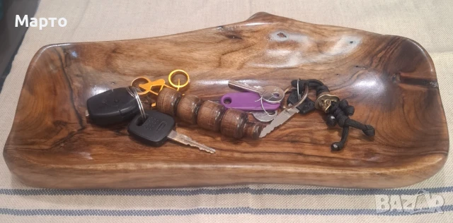 Ръчно изработена декоративна купа от орех с артистична неправилна форма, снимка 4 - Декорация за дома - 51308562