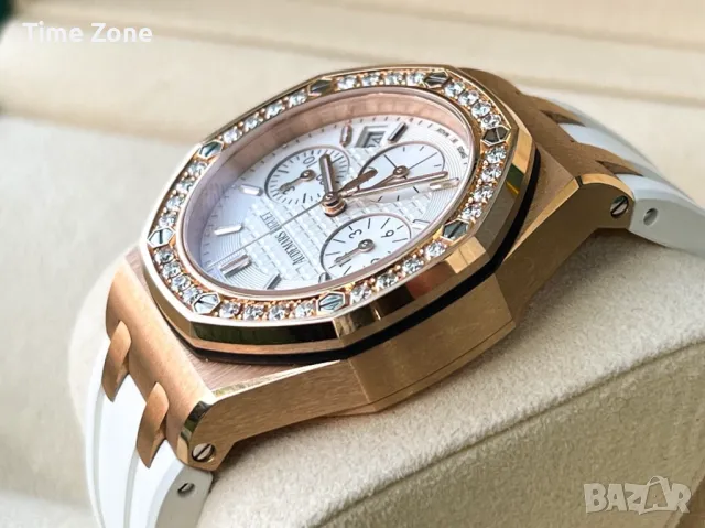 Audemars Piguet Royal Oak Offshore Chronograph 37mm Rose Gold White Diamond Дамски Различни Варианти, снимка 8 - Дамски - 48182801