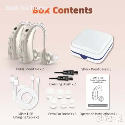 Слухови апарати Delmicure VHP1710- акумулаторни комплект от 2 бр., снимка 3 - Слухови апарати - 48687346